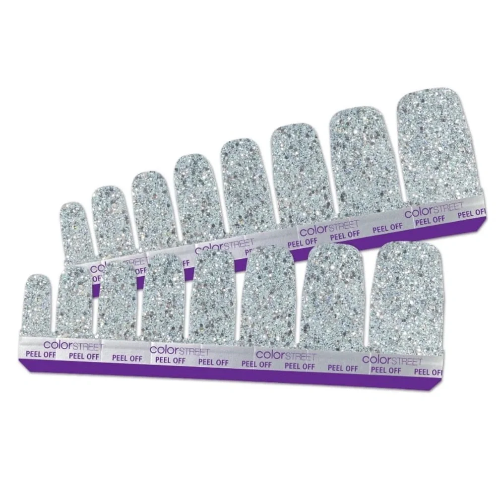 *Retired* Color Street: Deep Ocean (Pedicure) | Light Blue Glitter Winter Silver - Picture 7 of 8